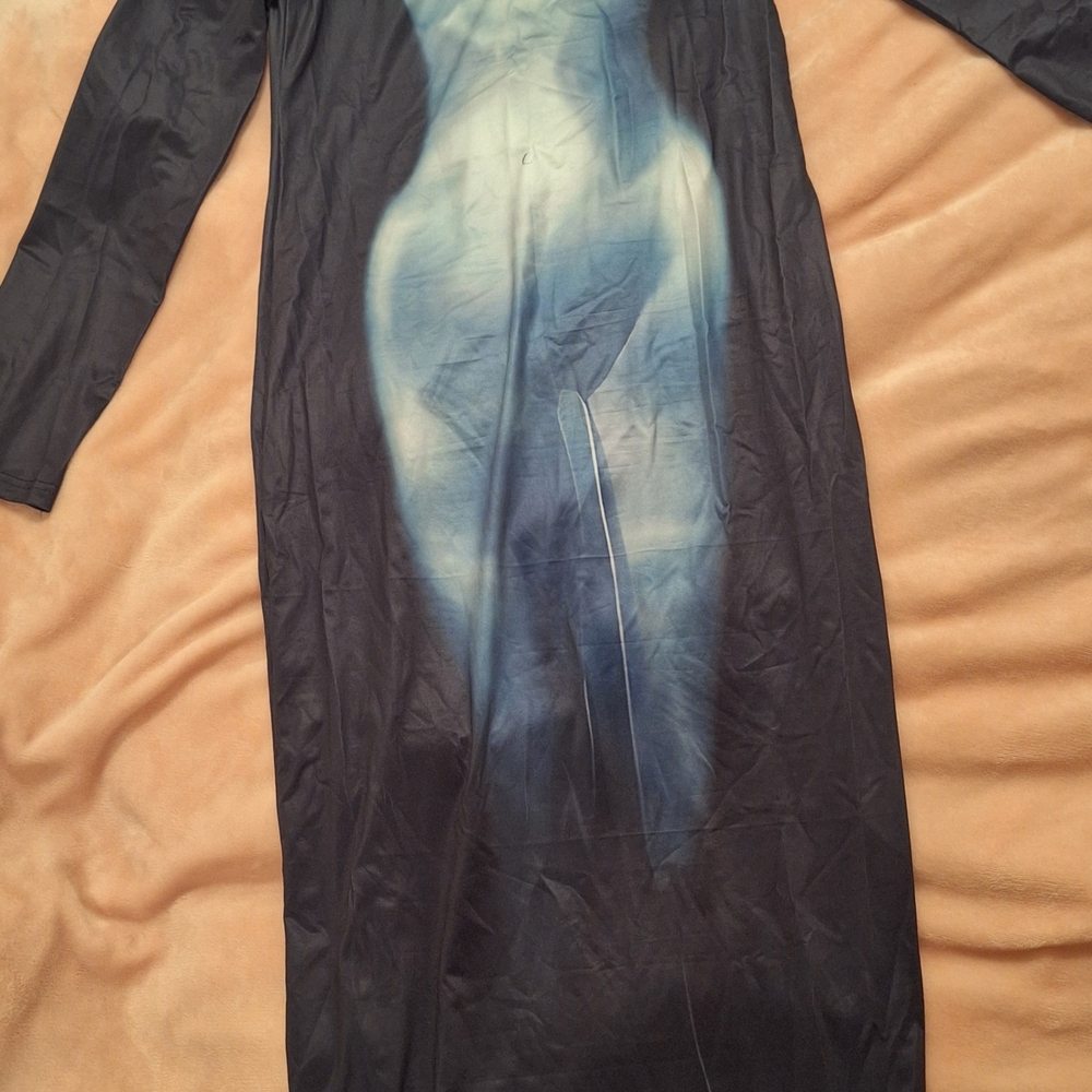 Long Sleeve Black and Blue Dress